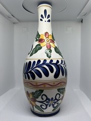 Vtg Talavera Tabletop Unlimited Pottery Vase Hand Painted Flowers 9” Tall