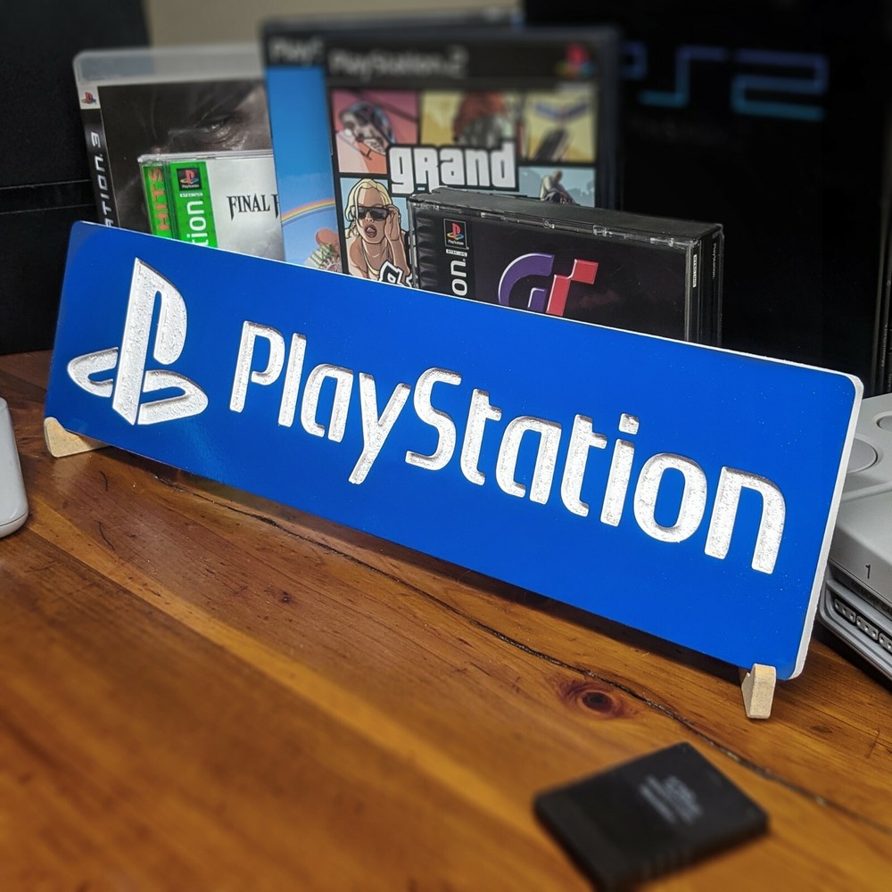 Large Engraved PlayStation Logo Video Game Wall Art Collectable Sign