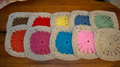 Hand Crocheted Granny Squares – Off White with Multiple Colors
