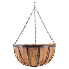 Solstice 20 In. Black Metal Coconut Hanging Basket