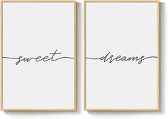 Framed Sweet Dreams Wall Art Set – Minimalist Black & White Canvas Prints