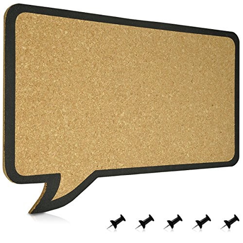 Cork Board Bulletin Board – Rectangular Speech Bubble Design 11 x 17 in,