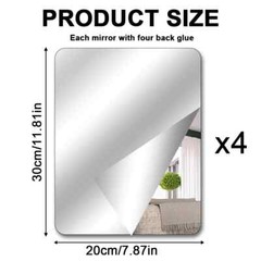 Mirrors Sheets Removable 4 Pack Stick On Wall Self Adhesive Acrylic Tiles Thick