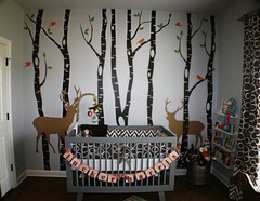 Birch Tree Wall Decal Forest with Birds and Deer Vinyl Sticker Removable Nursery