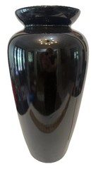 Large 16.25”Solid Black Porcelain Tung Chi Vase VTG NICE!! No Chips