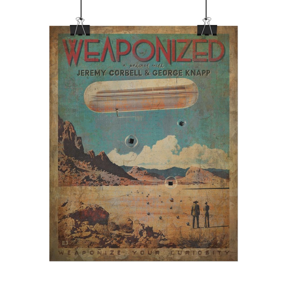 WEAPONIZED PODCAST Season One Poster, UFO Tic Tac Jeremy Corbell George Knapp