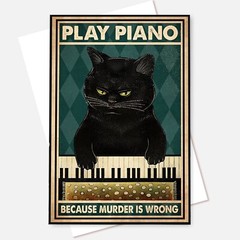 Black Cat Playing Piano Vintage poster no frame