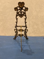 Vintage Brass Table Top Easel Art Display Hearts Decor