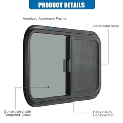 Horizontal RV Windows- 24″ W x 20″ H – Tinted Sliding RV Window with Net