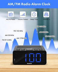 Digital Alarm Clock Radio with AM/FM Radio, Multi-Colors 1.4” LED Digits, Preset