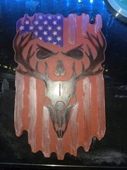 Homemade Resin American Flag Deer Skull Can Make Custom PM For Custom order