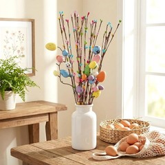 Artificial Easter Spray Vine – 26 Piece Set with 24 Decorative Spring Floral …