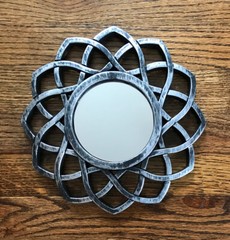Small Resin/Plastic Frame Antiqued Silver Wall Decor Accent Hanging Mirror 9.75″