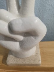 Peace Sign Hand Gesture Statue Accent Decor 6″ Figurine Ring Jewelry Holder