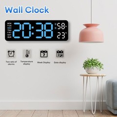 LED Digital Large Display Wall Desk Alarm Clock With Calendar Temperature Date