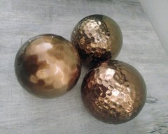 Hammered Bronze Decorative Spheres Set of 3 Metallic Bowl Fillers 4.5″