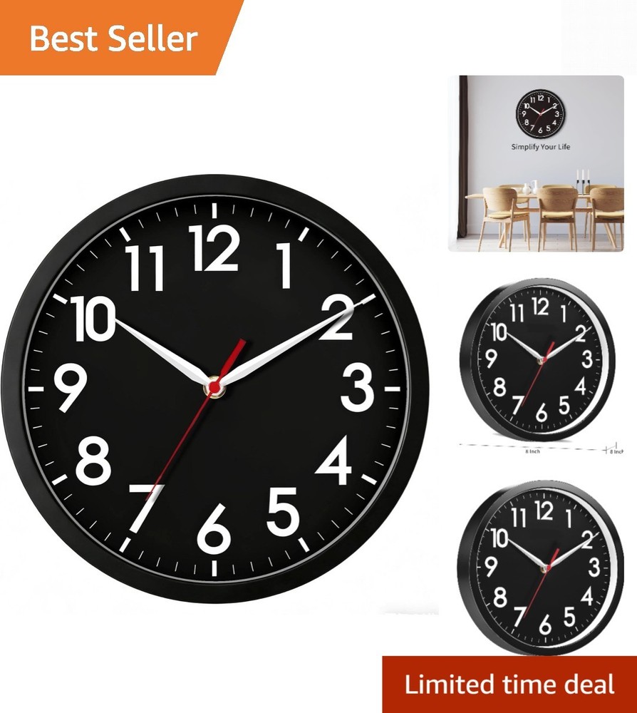 Elegant 8-Inch Silent Wall Clock – Battery Operated Modern Design for Any Room