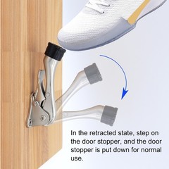 Kickdown Door Stopper Zinc Alloy Foot-Operated Lever Door Stop Non-Slip Rubber