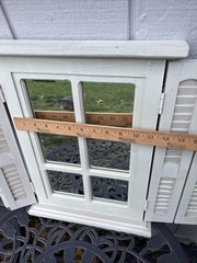 Home Interiors Wood Window Pane Shutter Door Mirror Beige 18.5”x13.5-23.5″
