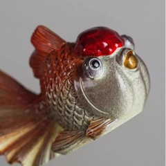 8cm Resin Handcarved Koi Fish Change Color Tea Pet Attract Wealth Ornament