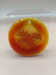 Blenko Glass 3.75” Leaves And Berries Sun-catcher in Tangerine First Quality