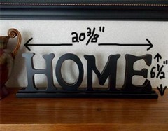 FREE STANDING 20 3/8″ L x 6 1/2″ H BLACK DISTRESSED WOOD LETTERED «HOME» SIGN