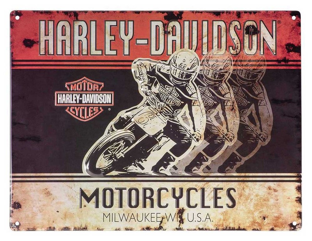 Harley-Davidson Embossed Racers Motorcycle Tin Sign – 15.75 x 12 inches