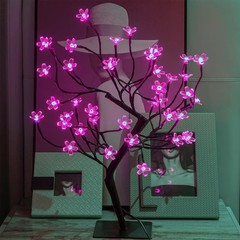 «Cherry Blossom Bonsai Tree Light 20IN Tree Lamp with24V UL-Listed Adapter and M