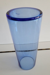 COBALT BLUE FLOWER VASE SOLID DESIGN BELL BOTTOM 9 INCHES DIAMETER 3 INCHES