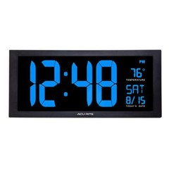 AcuRite Large LED Clock 18 in. Indoor Temperature Blue Display Clear Visibility