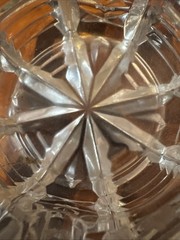 Vintage Crystal Cut Glass Ashtray Round Starburst Etched 3”