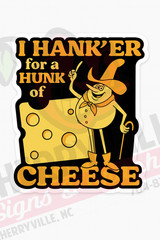 Retro «I Hanker for a Hunk of Cheese» Vinyl Sticker – Nostalgic Cartoon Decal