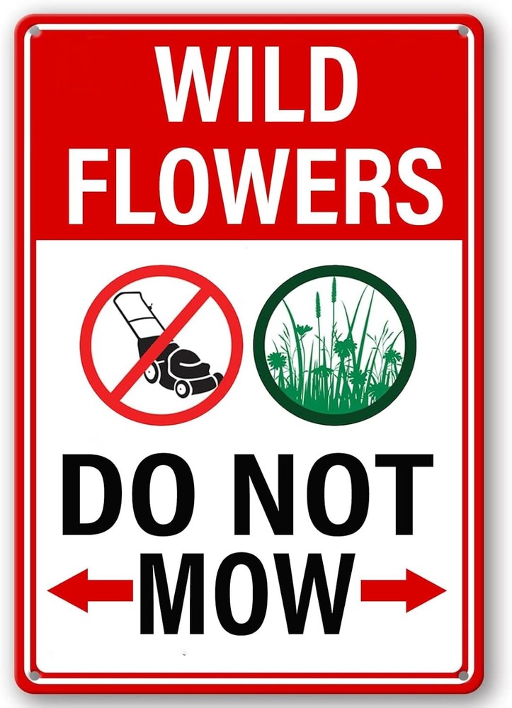 Wildflowers Do Not Mow Novelty Tin Metal Signs,Retro Iron Painting Warning Wall
