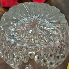 Clear Crystal Etched Floral Oval Art Vase, Decorative, 8 in Tall