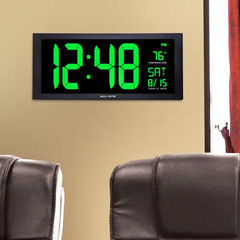 18 In. Large LED Clock with Indoor Temperature in Green Display