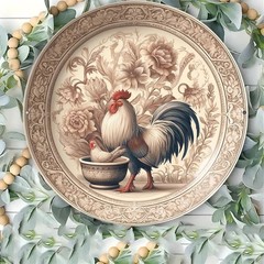 2D Flat, Aluminum Vintage Rooster Wall Art: Tin Metal Signs 8×8 Inches Aluminum