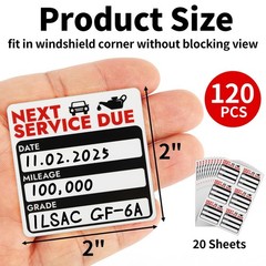 120 Pcs 2×2 Inches Oil Change Stickers, Next Service Due Sticker for Windshie…