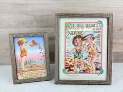 Set of 2 Mary Engelbreit Seaside Sea Shore Shells Simple Framed Art Wall Decor