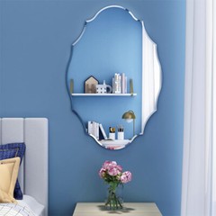 Irregular Decor Wall Mirror Wavy Beveled Bathroom Mirrors Silver Accent Mirrors