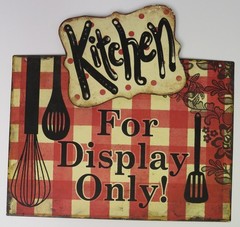 Kitchen for Display Only Three-Dimensional Sign Metal Art Wall Décor Red Plaid