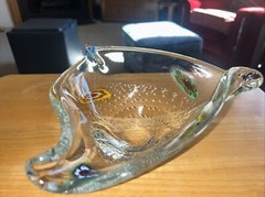 Handmade Glass Bowl From Italy 8 1/2” x 8 1/2” x 8 1/2” , 4 Inches Tall.
