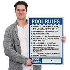 SmartSign Pool Rules Pool Hours Write-On Metal Sign 24 x 18 in