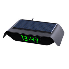 4 in1 Solar Car Dashboard LED Digital Thermometer Clock W/LCD Screen Display ABS