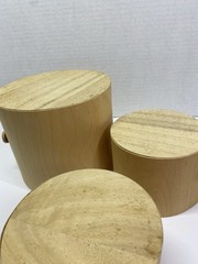 Crate&Barrel Stacking Round Birch Boxes Gift Decor Set Of 3