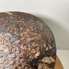 Handmade Ceramic Celestial Wall Hanging Sun Face 8.75” Textured Copper Tone VGC