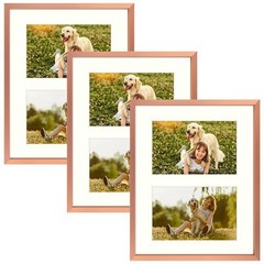 3 Pack 4×6 Rose Gold Aluminum Collage Frame 2 Opening for 6×4 Photo Real Glass