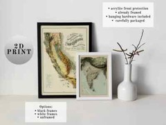 Illinois Map, Illinois 2D Relief Map, Illinois Vintage Map – 2D Flat Print