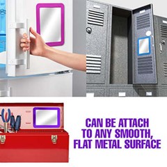 Magnetic Locker Mirror, 5×7 in., Glass, Locker Accessory for School, Office, Gym