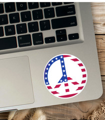 Peace Symbol Sticker Logo USA Flag Sticker 3″ Inch