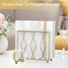 Gold Napkin Holder for Table, Modern Metal Upright Paper Napkin Holder for